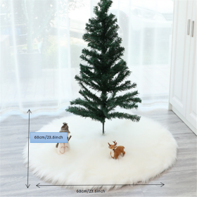 1pc Snow White Faux Fur Christmas Tree Skirt - Festive Holiday Decorations for Home and Party (Color: White, size: 23.62*23.62inch)